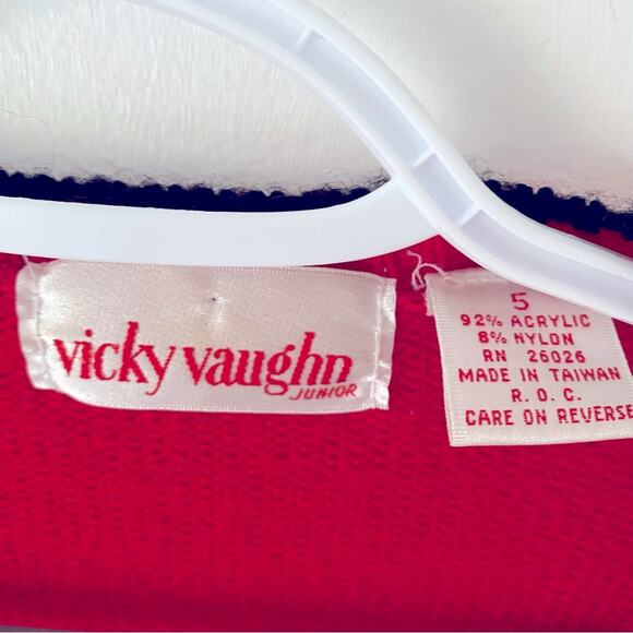 Vicky Vaughn Vintage Red Puppy Dog Sweater Vest size 5 Juniors size small 70s - Picture 6 of 6